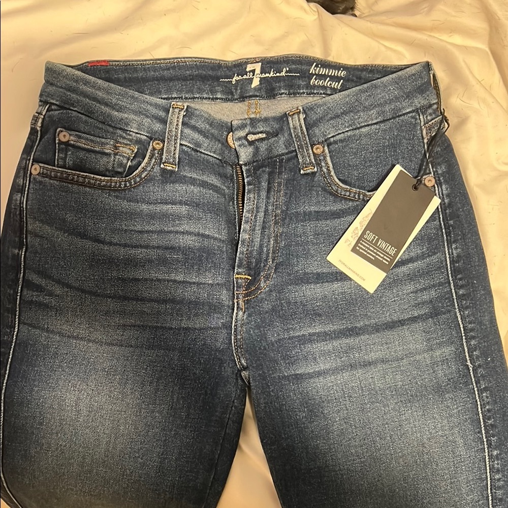 7 For All Mankind Women's Dark Blue Boot Cut Jeans
